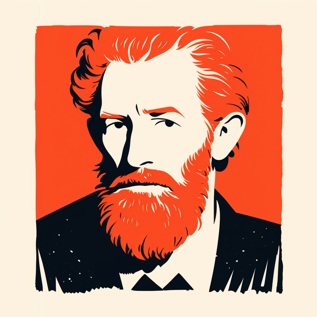 make a creative portrait of van gough's face but keep it simple
