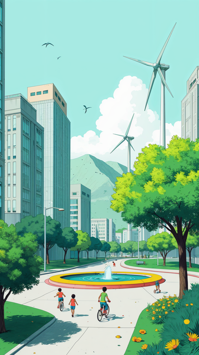 A dynamic visual of green technology in action,