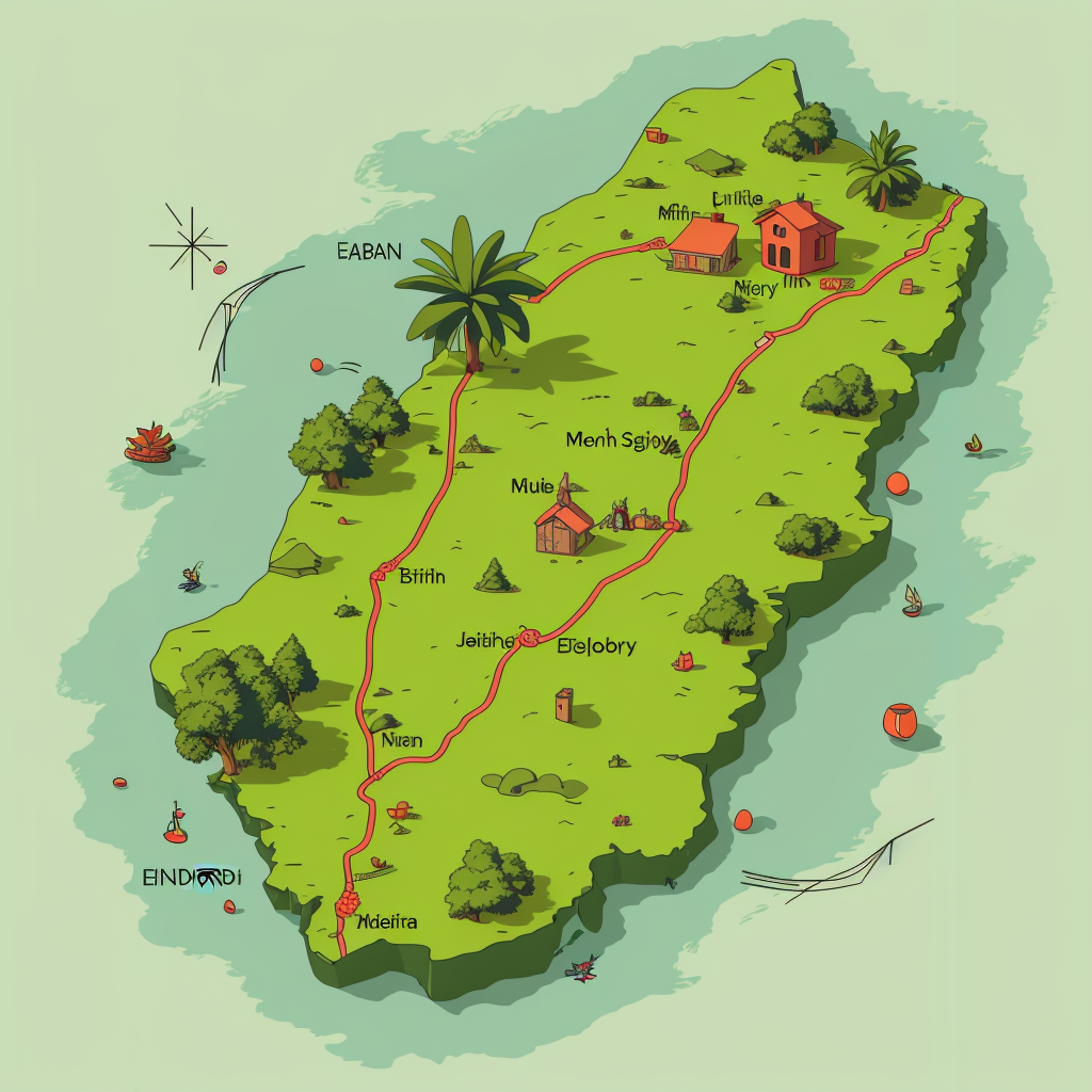make me an illustration of the map of the coffee plantations in the western ghats of india