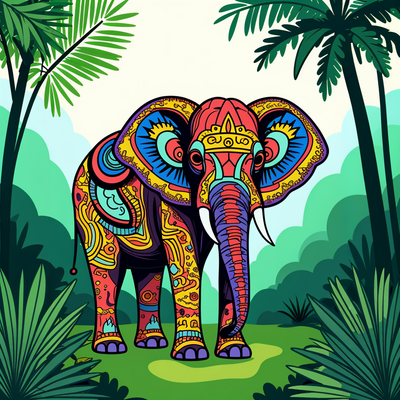 Colour full design elephant design