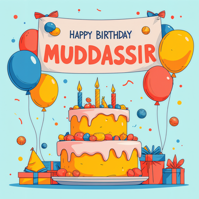 make a design for birth day of child with child name MUDDASSIR