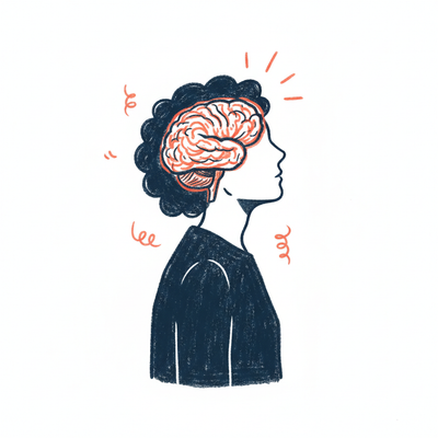 Human silhouette with highlighted brain