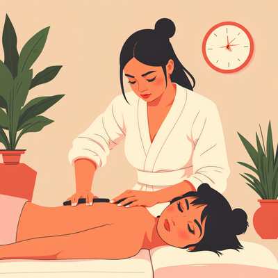 a women massaging a lady using genqi