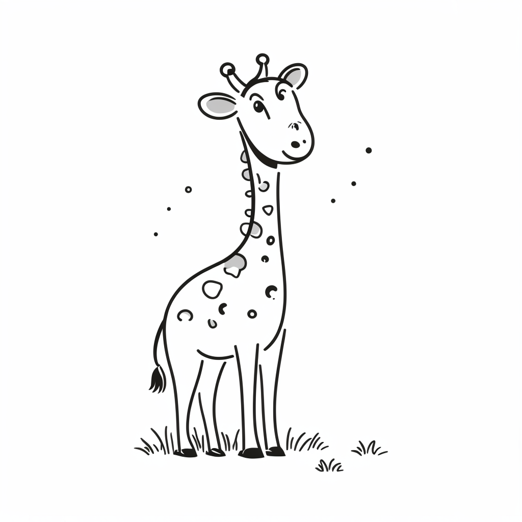 A cute girrafe. Focus on lines. Clean white background.
