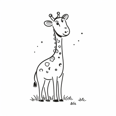 A cute girrafe. Focus on lines. Clean white background.