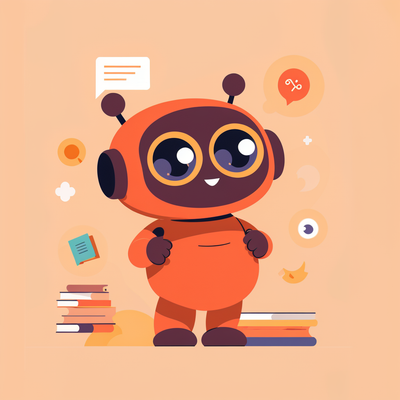 A super cute, 3D AI big, expressive digital eyes that glow warmly. an endearing smile and a friendly, approachable look. Surrounding it are floating books and knowledge, interactive learning icons, and tiny speech bubbles with fun educational prompts. The assistant appears to be guiding users through bite-sized lessons, making learning engaging and effortless. The scene is sleek, modern, and optimized for mobile education, with a playful yet professional design.