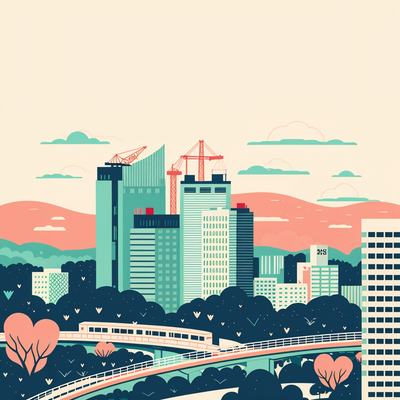 City in an urban environment of Singapore