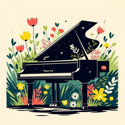 a concert piano with flowers growing through it