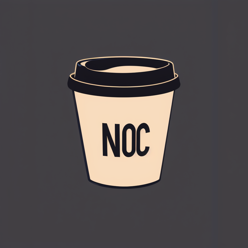 A coffe paper cup. On the coffee paper cup are the words - “NOC”