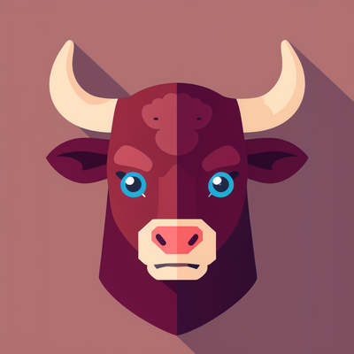 the head of a bull stilistic and minimal from front