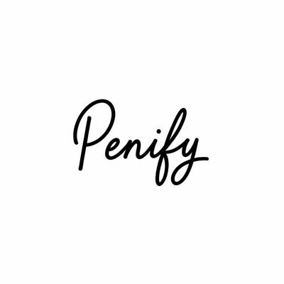 a logo for a website that sells pens. Simplistic black and white lines. The name of the company is - "Penify"
