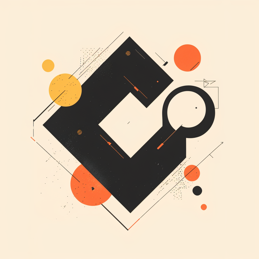 Geometric Figure with Loop (Right):Abstract Art: Enhance the geometric figure with additional lines, shapes, and patterns to create an abstract artwork.