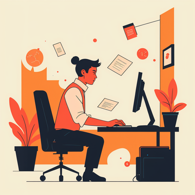 an employee trying to work hard