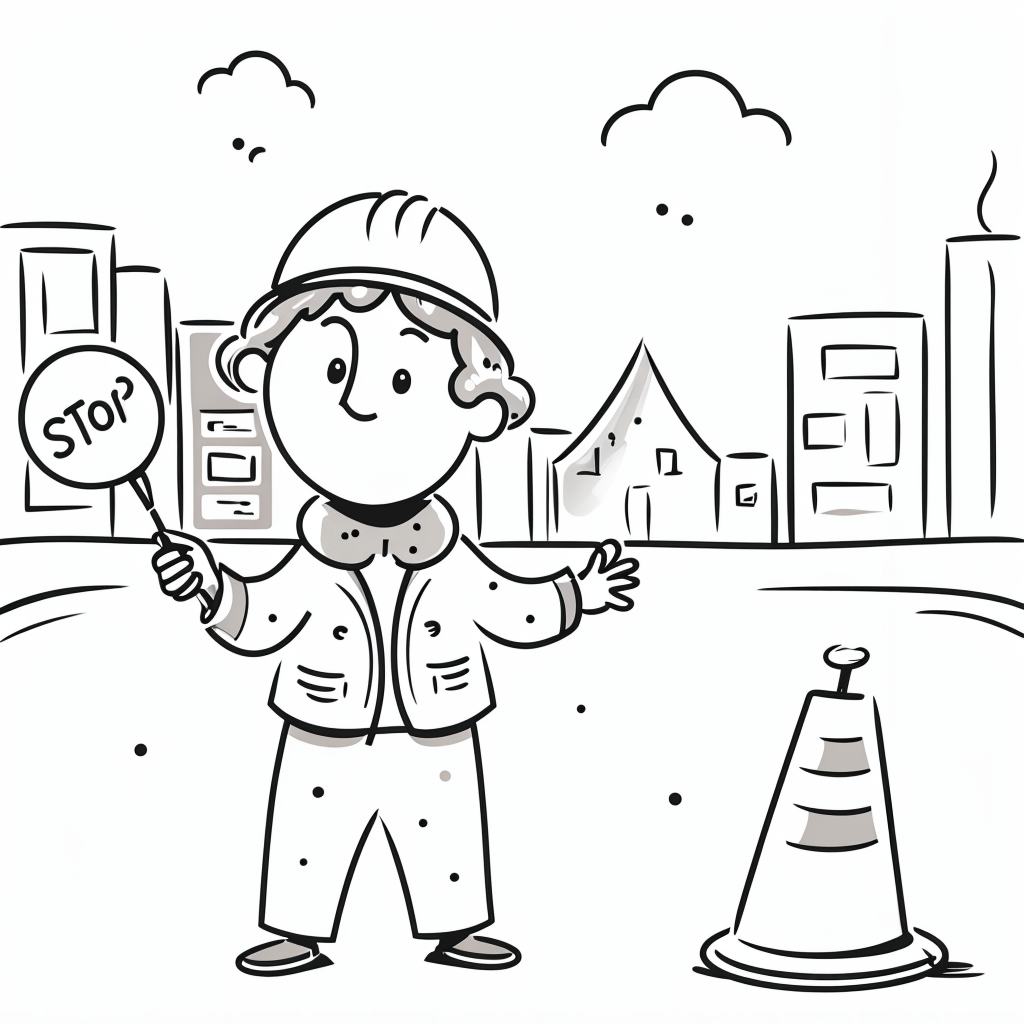 child cartoon that is street worker