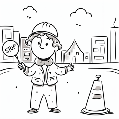 child cartoon that is street worker