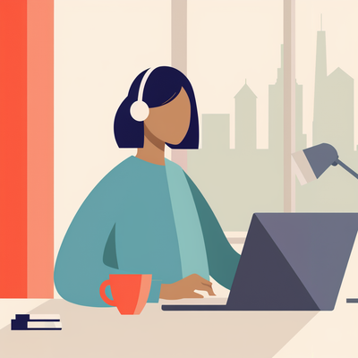 a person completing an interactive e-learning experience for their job