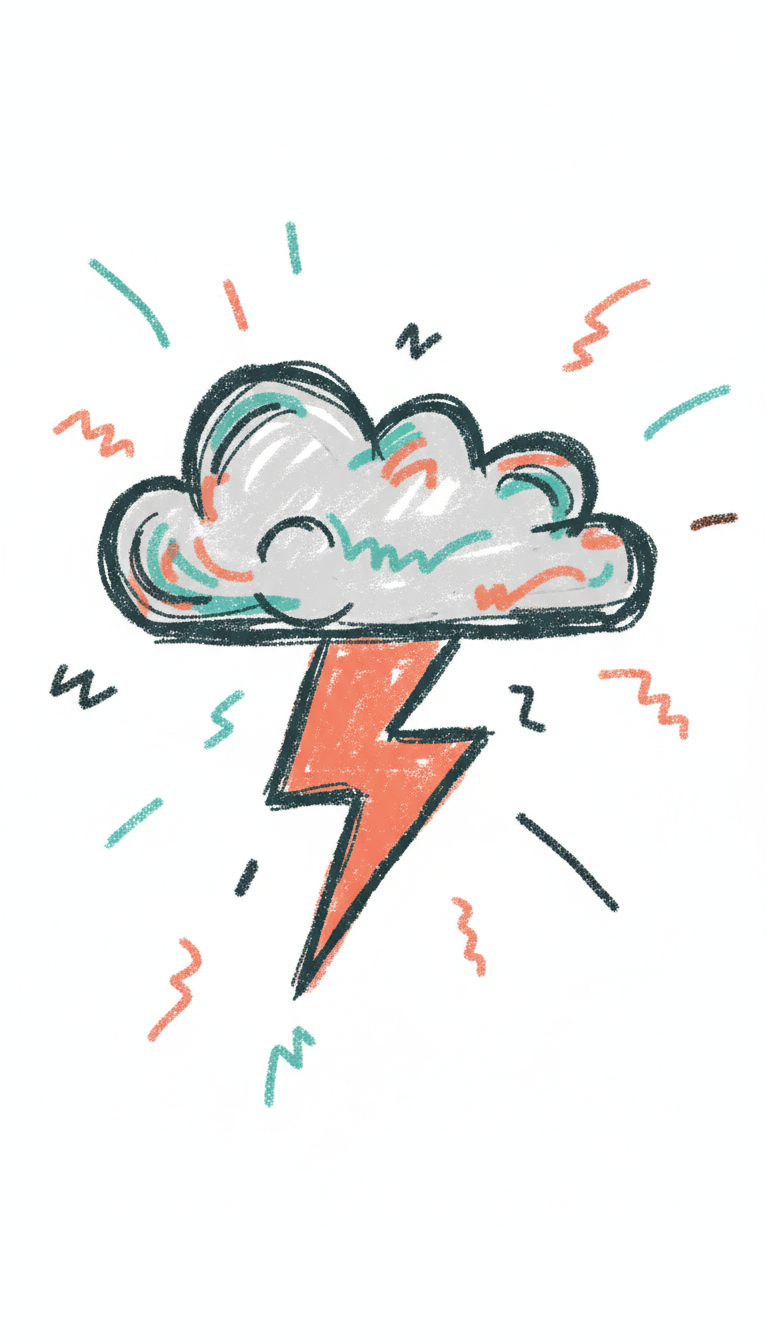 a lightning flash bolt coming off a cloud