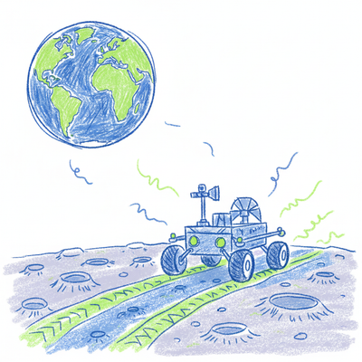 A car driving on the moon