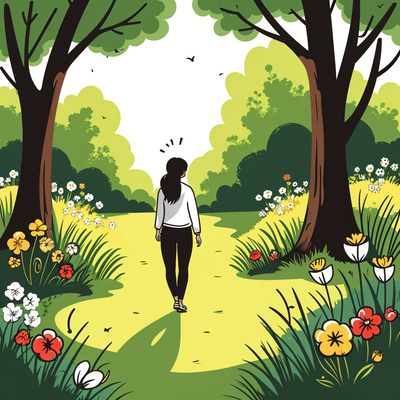 walking in a garden