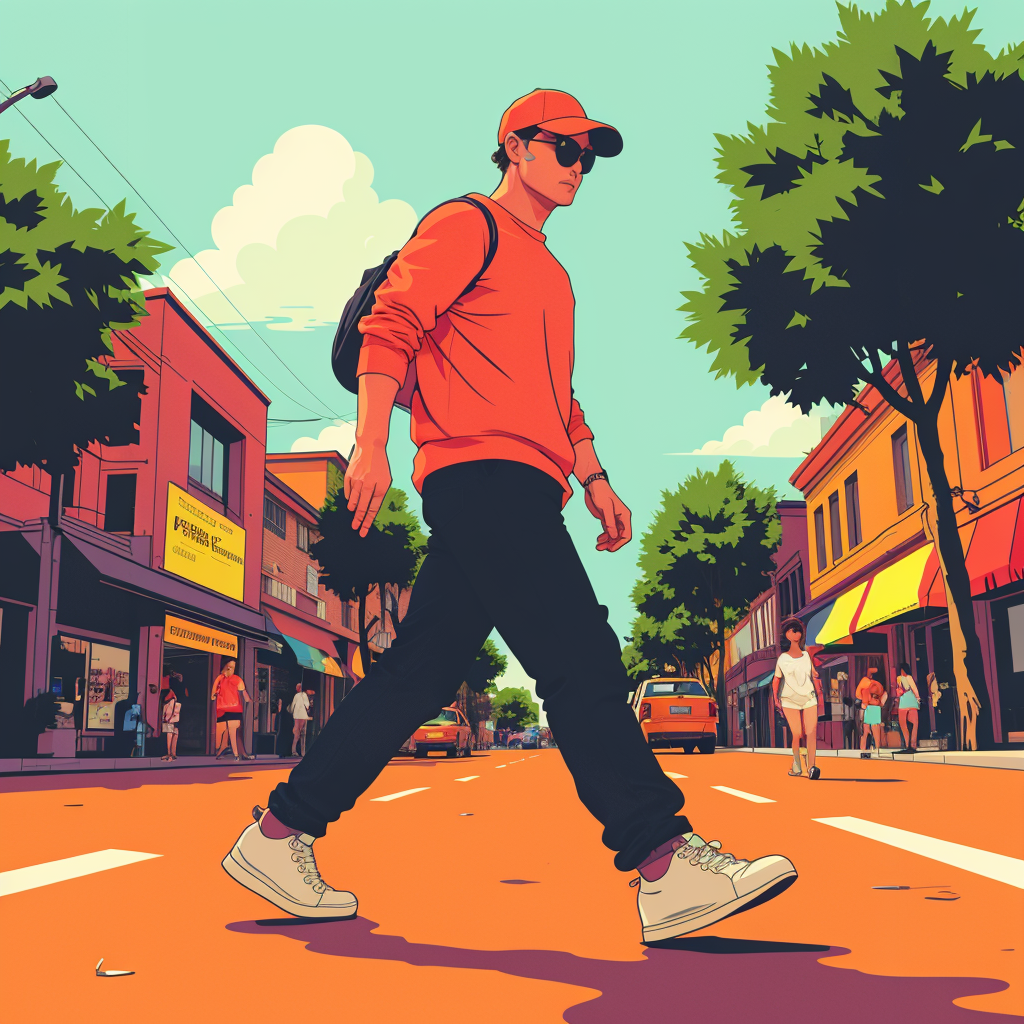 Create an image of a person taking a step