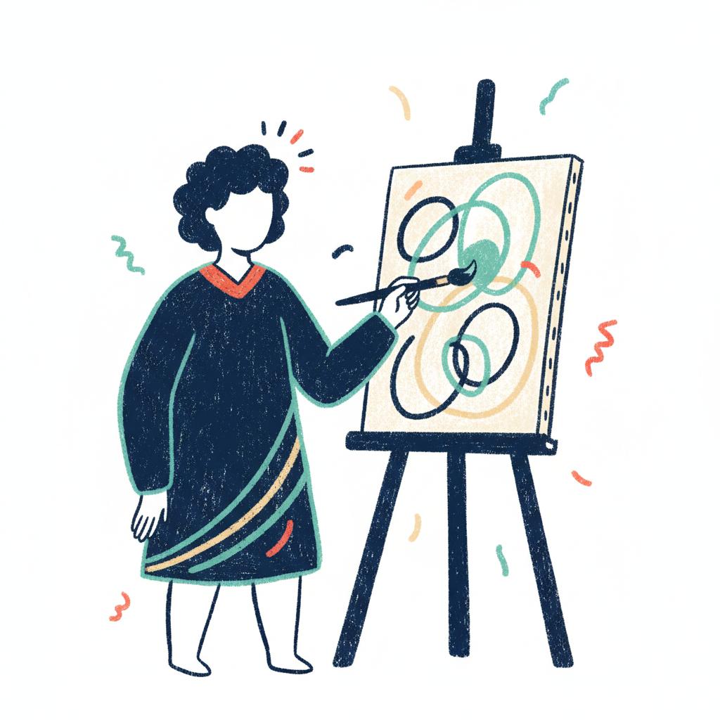 an artist painting on a canvas with a brush