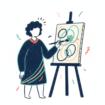 an artist painting on a canvas with a brush