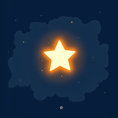 A bright star shining too intensely in the night sky, surrounded by smaller stars. But as it glows brighter, dark clouds start covering it, hinting at its eventual disappearance.
