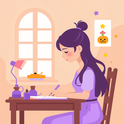 a girl doing calligraphy