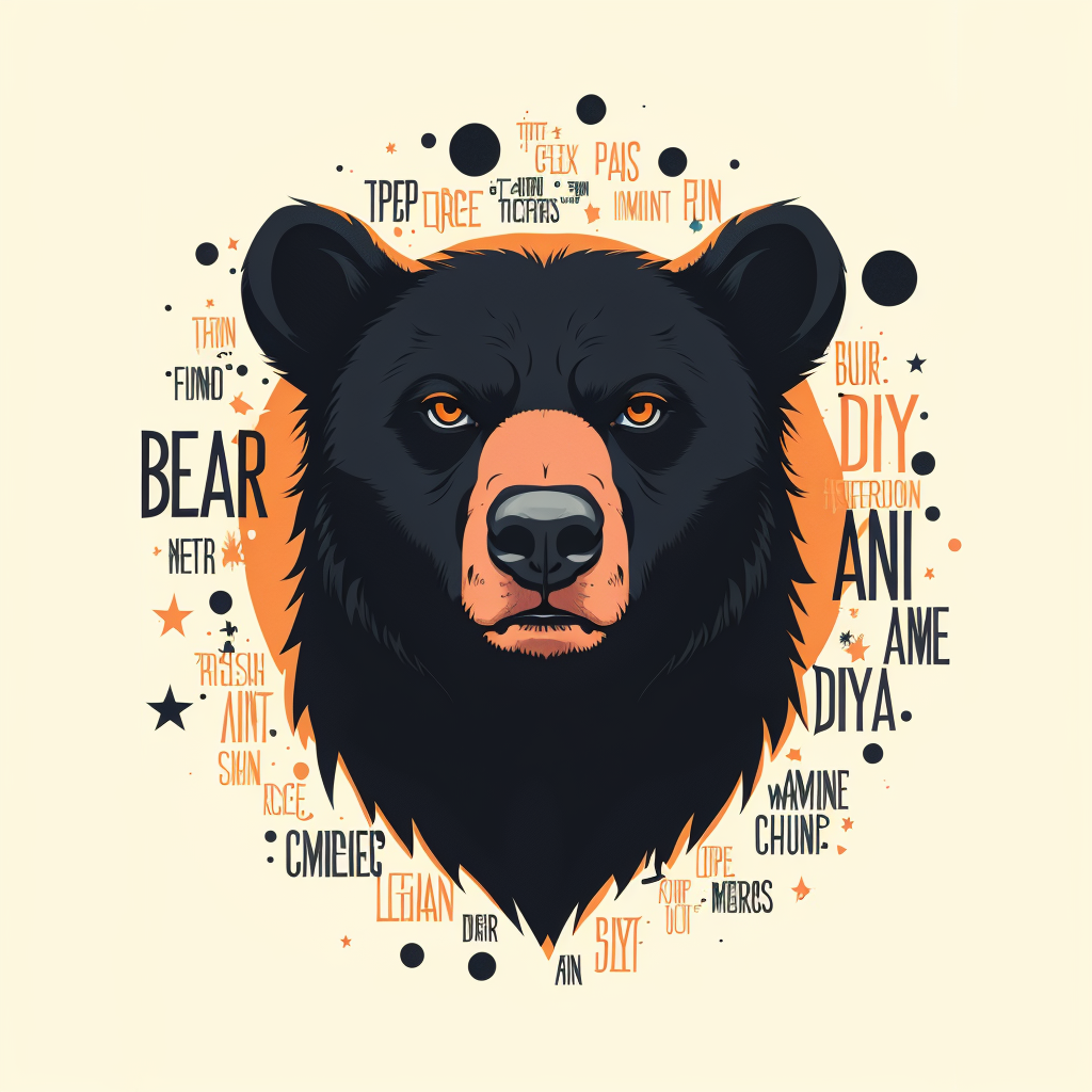 A bear head and some words