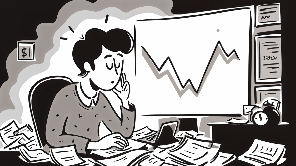 a struggling business owner, overlaid