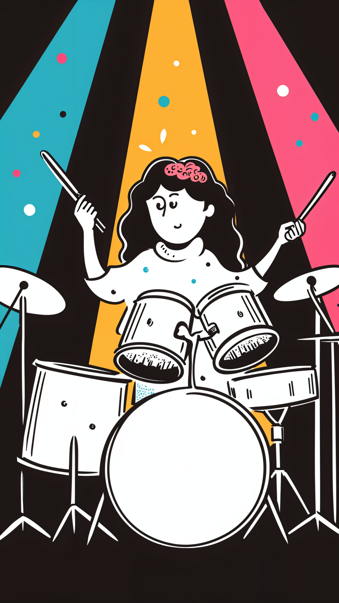 a girl with brains playing drum