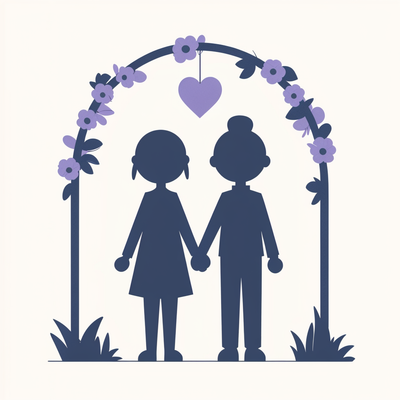 a minimalistic icon where there are two sticky man at their wedding