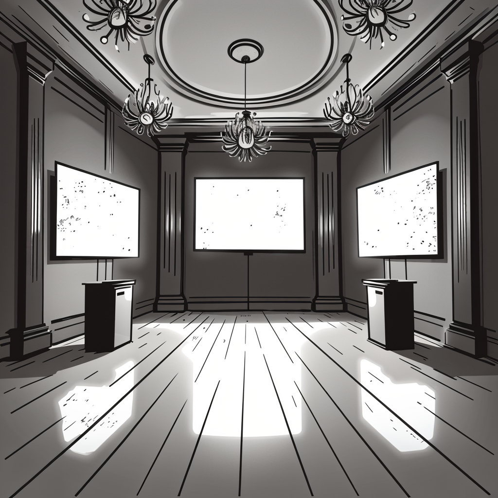 ballroom with 3 led screend