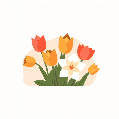 spring flowers on white background