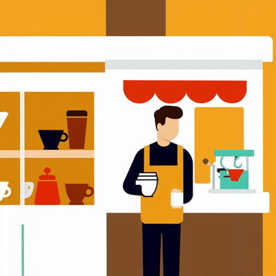 A barista preparing coffee in a cozy coffee shop.