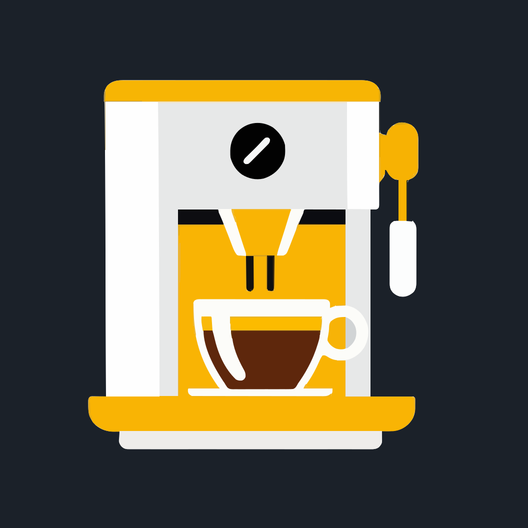 A coffee machine with a coffee mug.