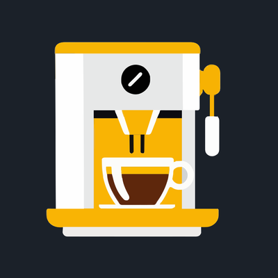 A coffee machine with a coffee mug.