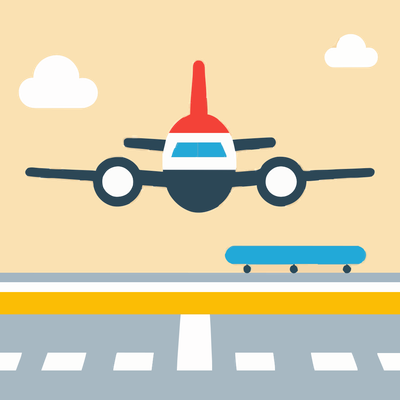 An airplane just about to land.