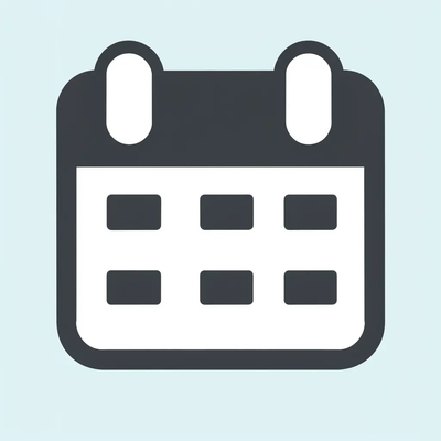 A calendar, with a simple grid to represent days.