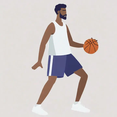 A man playing basketball.
