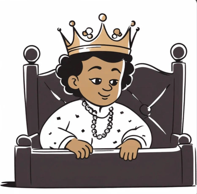 A baby wearing a crown, living life like a king.