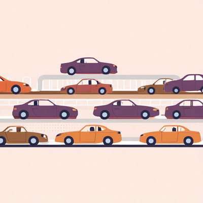 Cars stuck in traffic.