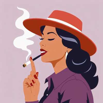 A woman smoking a cigarette.