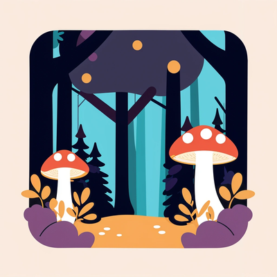 A magical forest of mushrooms.